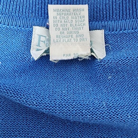 Van Heusen "For Her" VTG Blue Short Sleeve Knit Collard Blouse Women's Siz Small - Picture 7 of 7